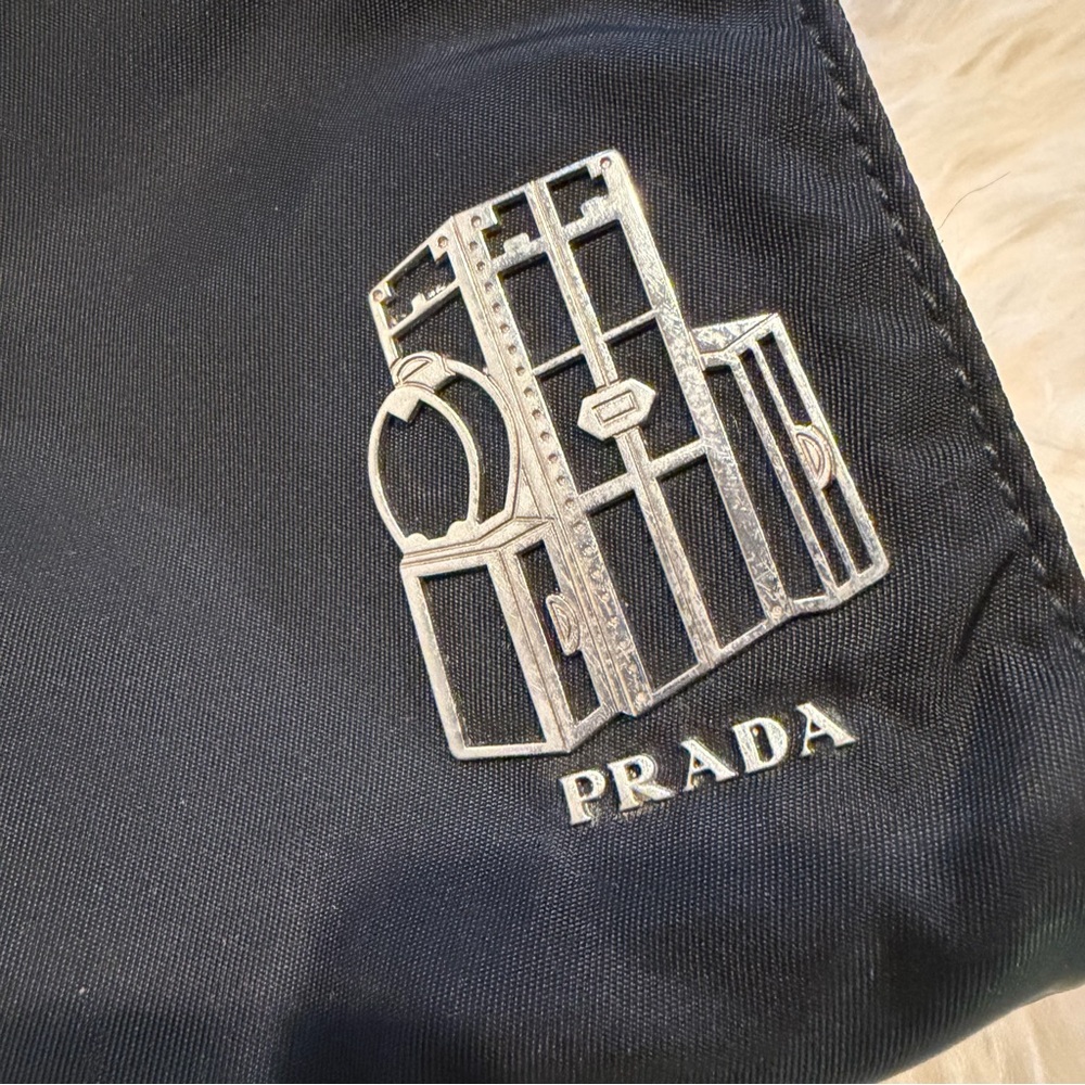 Prada Black‎ Nylon Pouch Bag with Silver Luggage Logo - Picture 3 of 9